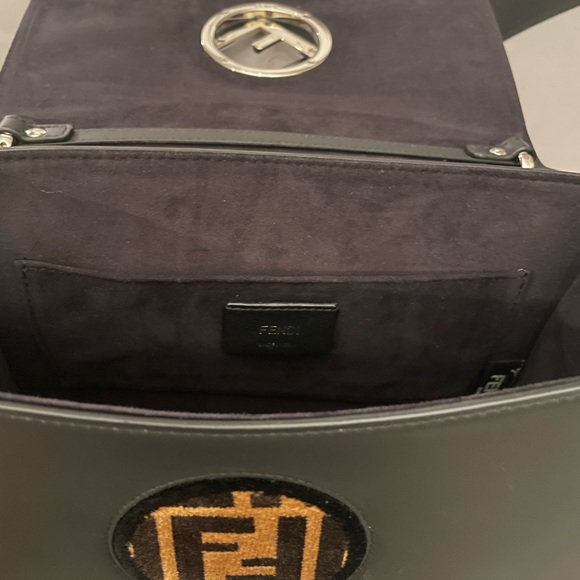 Fendi Logo Leather and Velvet Shoulder Bag - Picture 7 of 8